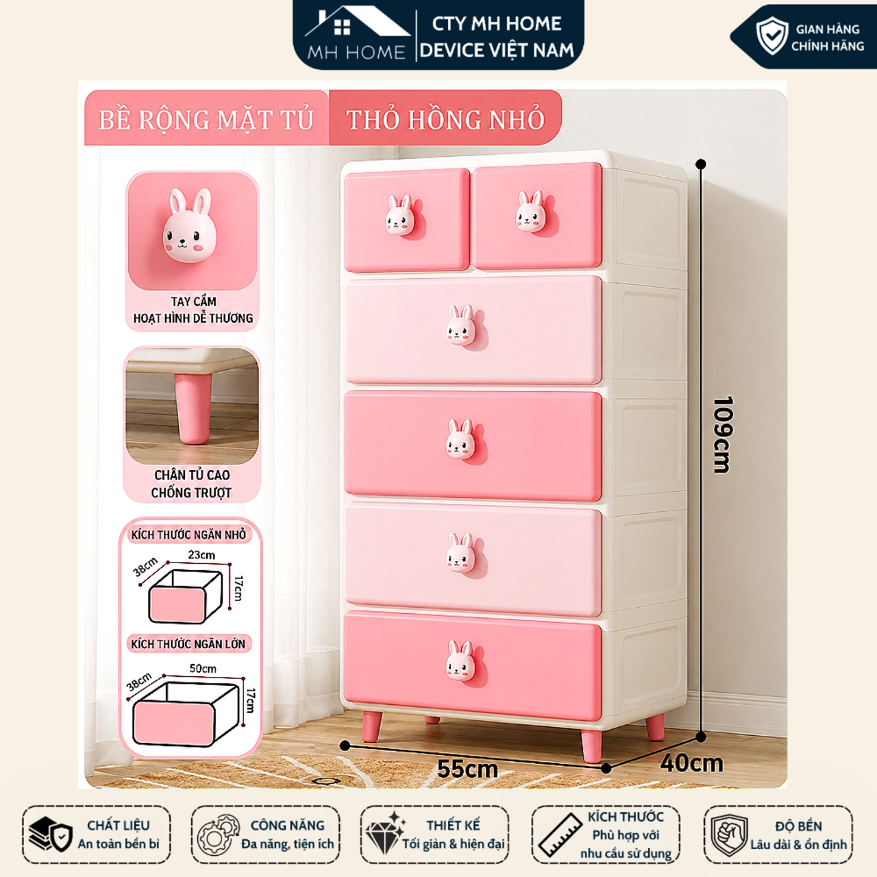 [Loại To]Tủ Thỏ - Gấu Nhựa Đựng Đồ Nhiều Ngăn - Tủ Đa Năng Có Ngăn Kéo Đựng Quần Áo, Đồ Cá Nhân